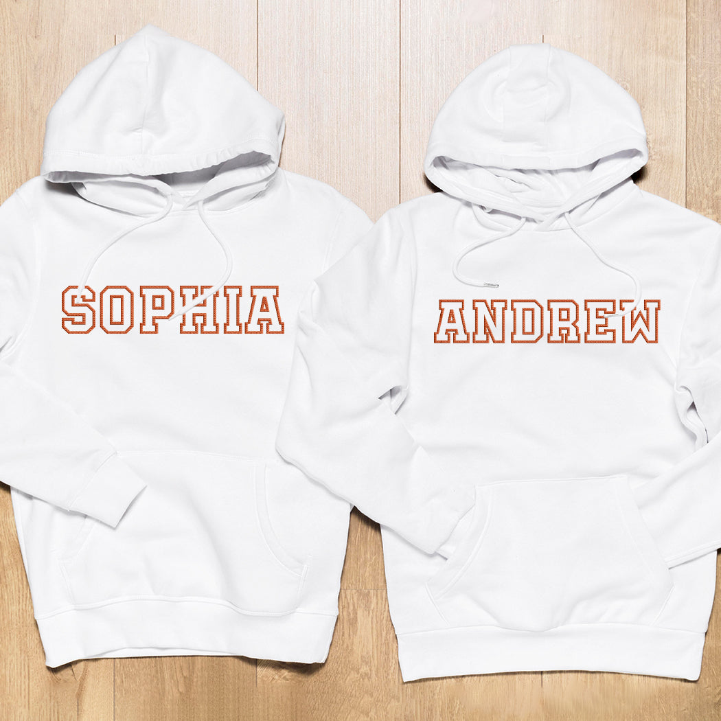 Custom Name - Personalized Couple Embroidered Hoodie