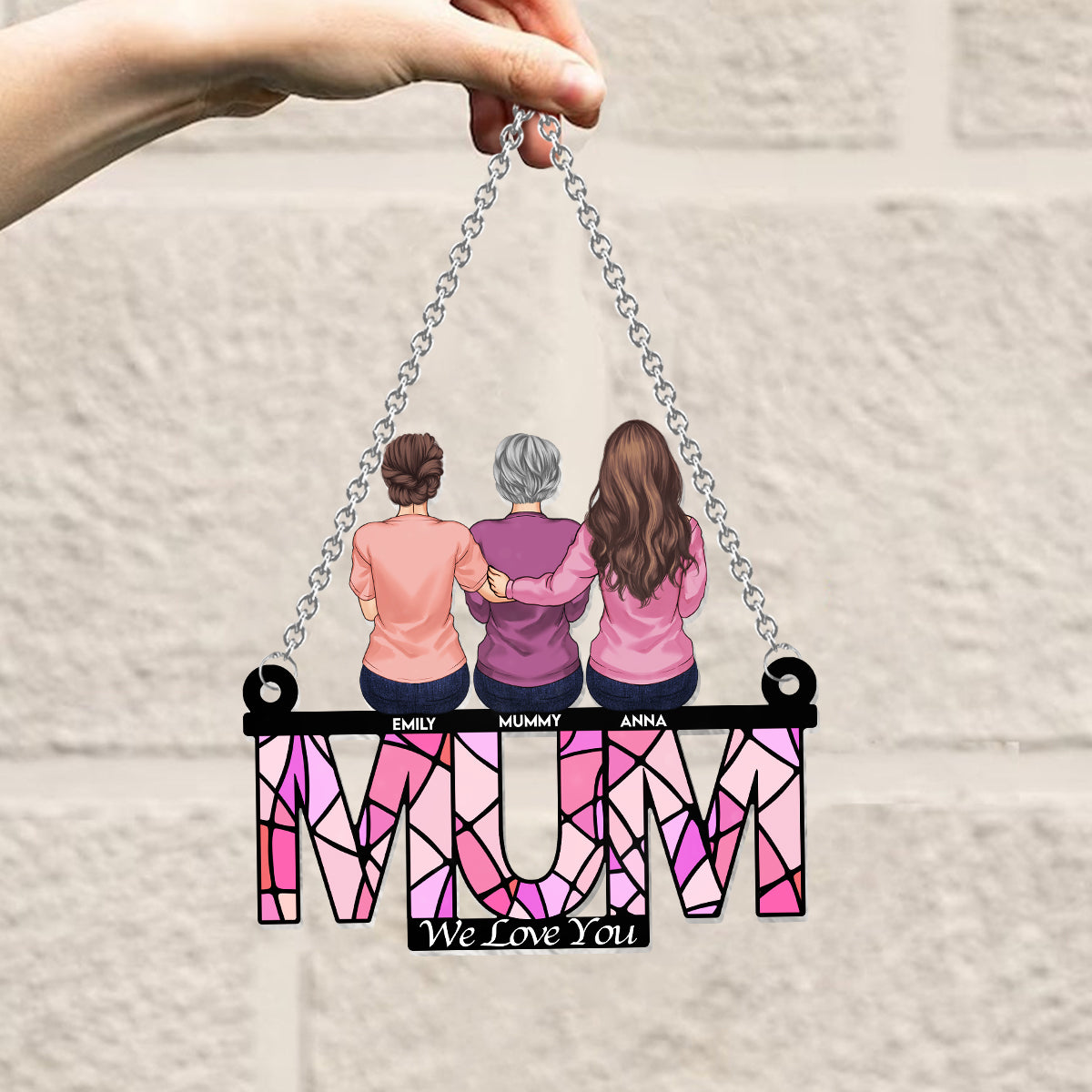 Mum We Love You - Personalized Mother Window Hanging Suncatcher Ornament