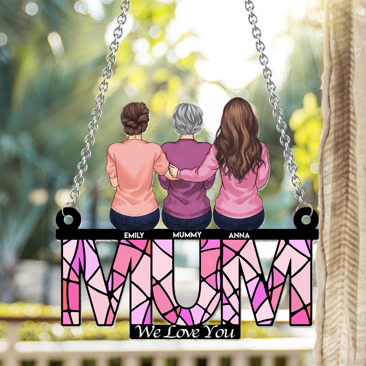 Mum We Love You - Personalized Mother Window Hanging Suncatcher Ornament