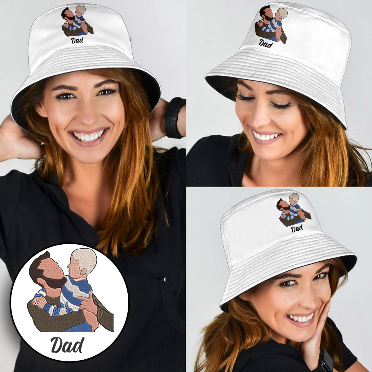 Custom 2D Photo - Personalized Father Embroidered Bucket Hat