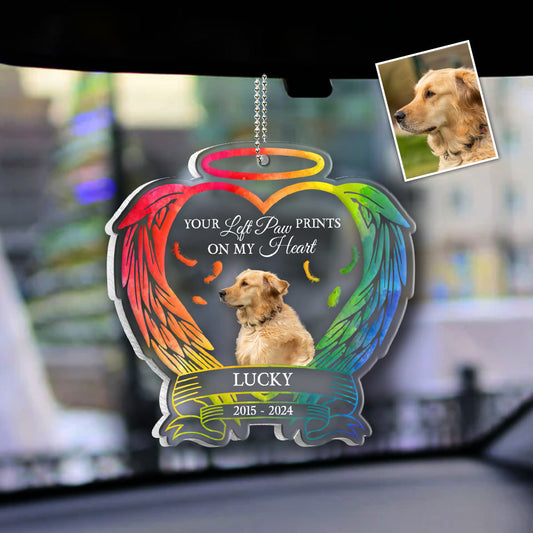 Tu as laissé des empreintes sur mon cœur - Ornement de voiture transparent personnalisé pour chien