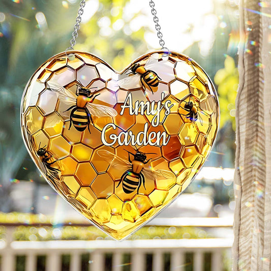 Sweetheart Hive - Personalized Gardening Window Hanging Suncatcher Ornament