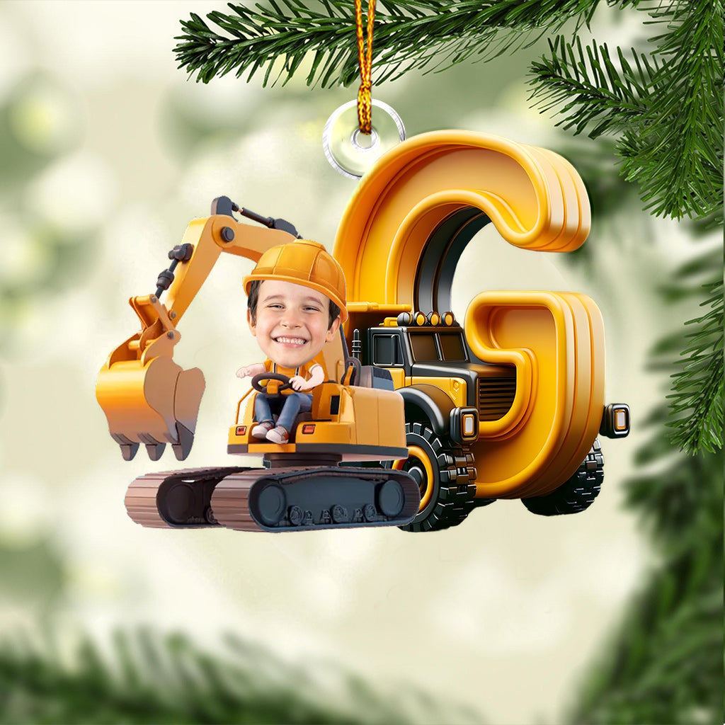 Lettres de l'alphabet des véhicules de chantier - Ornement personnalisé pour enfant en forme de véhicule de chantier