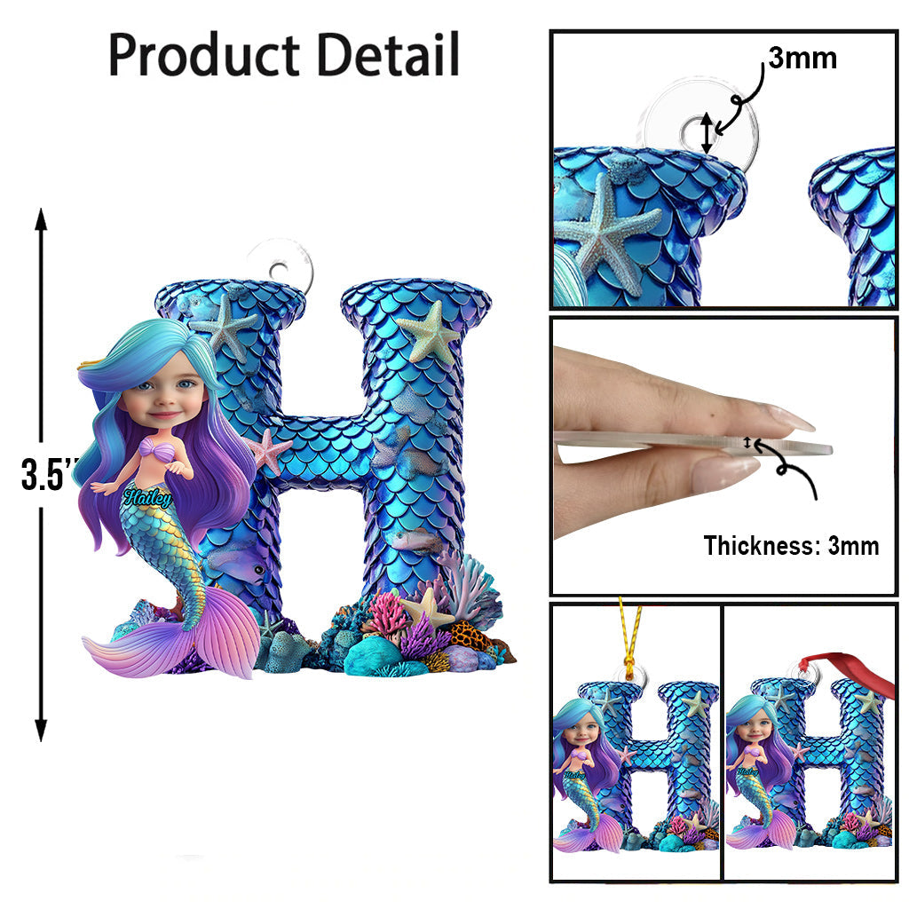 Lettres de l'alphabet sirène - Ornement personnalisé pour enfant en forme de sirène
