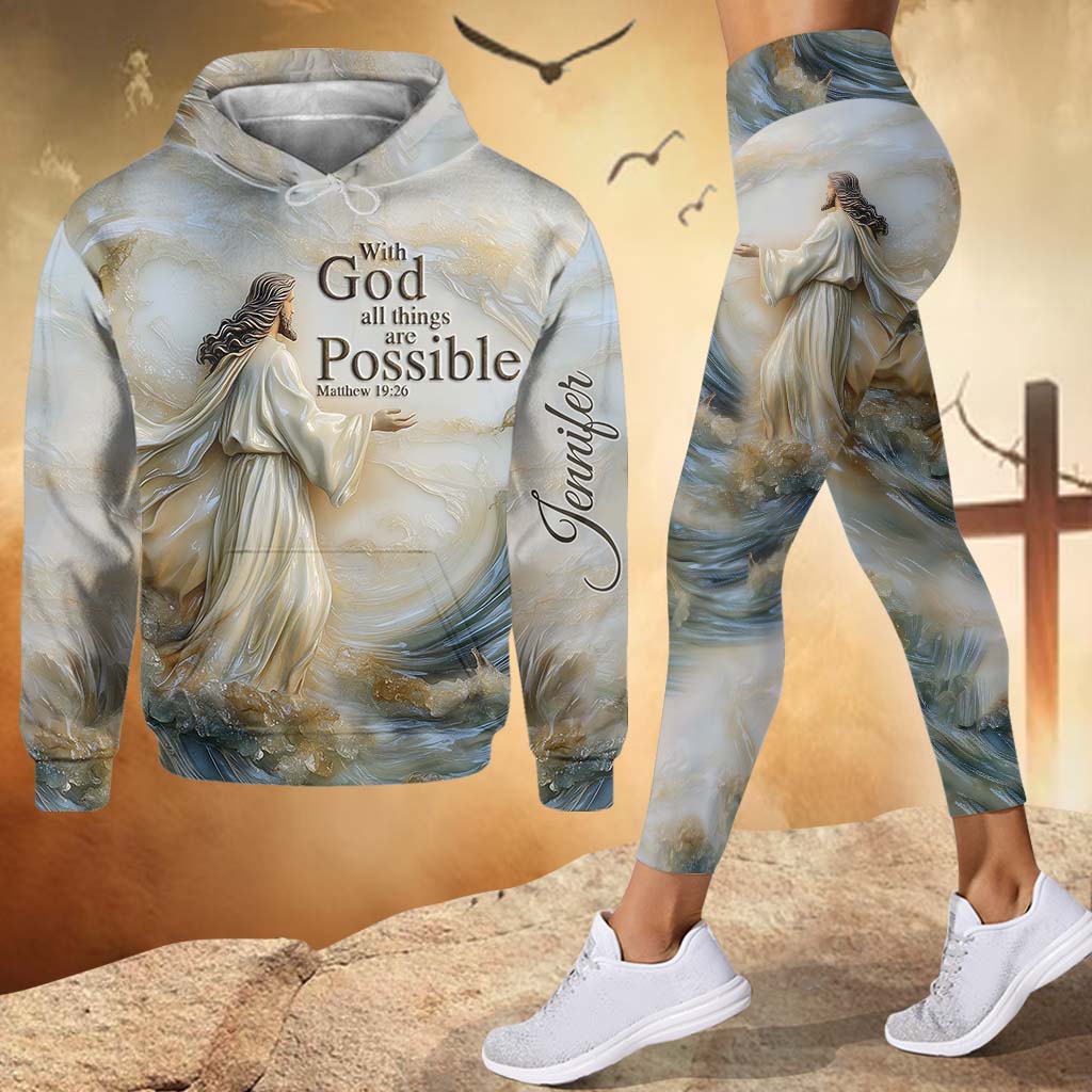 Avec Dieu, tout est possible - Sweat à capuche et legging chrétiens personnalisés