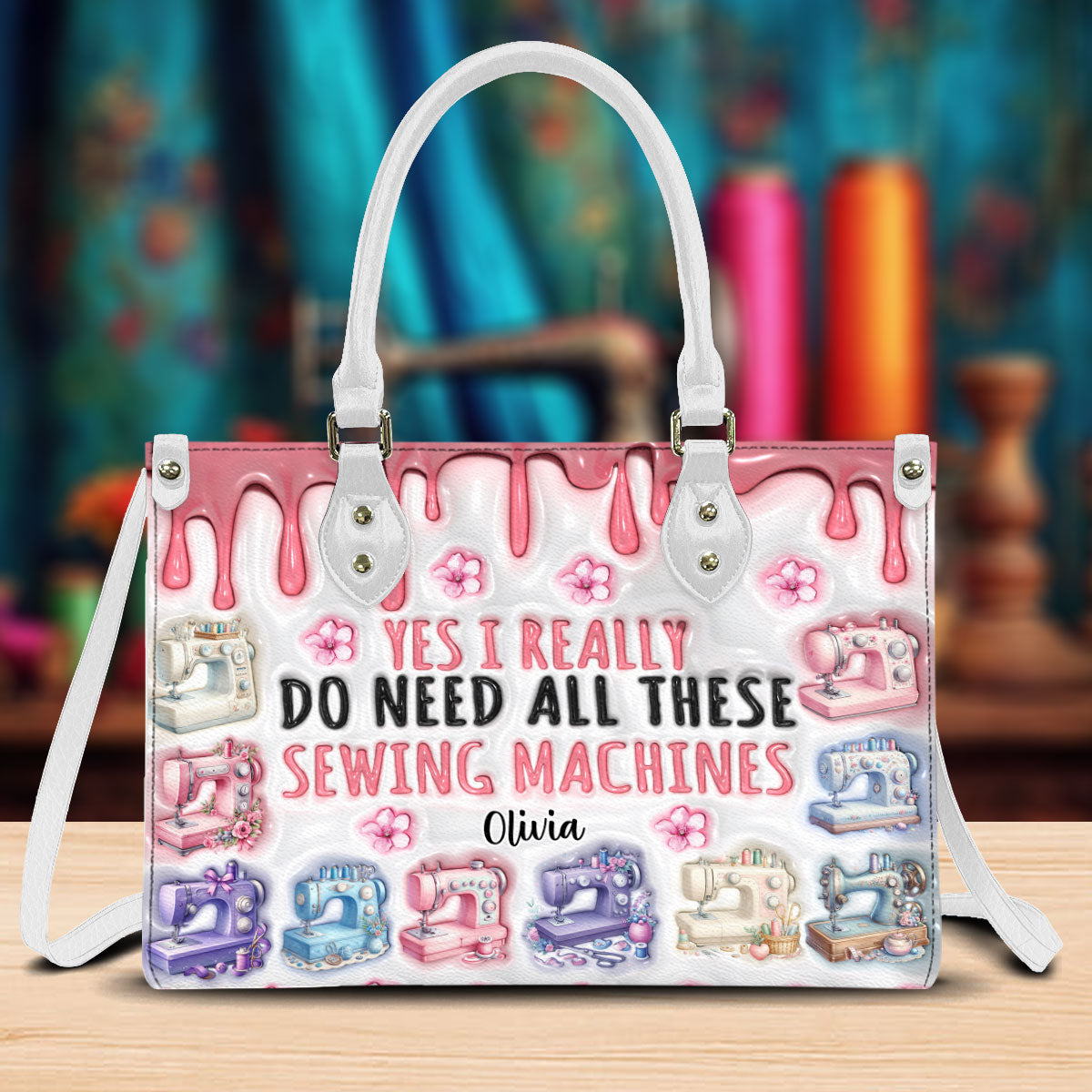 Ich brauche wirklich all diese Nähmaschinen – personalisierte Lederhandtasche