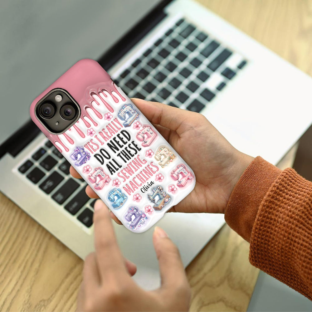 Ich brauche wirklich all diese Nähmaschinen – personalisierte Handyhülle mit vollflächigem Näh-Print