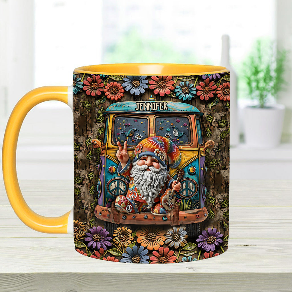 Mug personnalisé à l'effigie d'un gnome hippie pour les amoureux des hippies