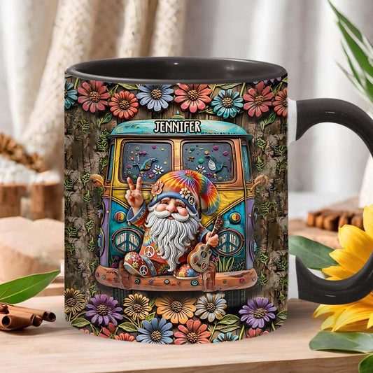 Mug personnalisé à l'effigie d'un gnome hippie pour les amoureux des hippies