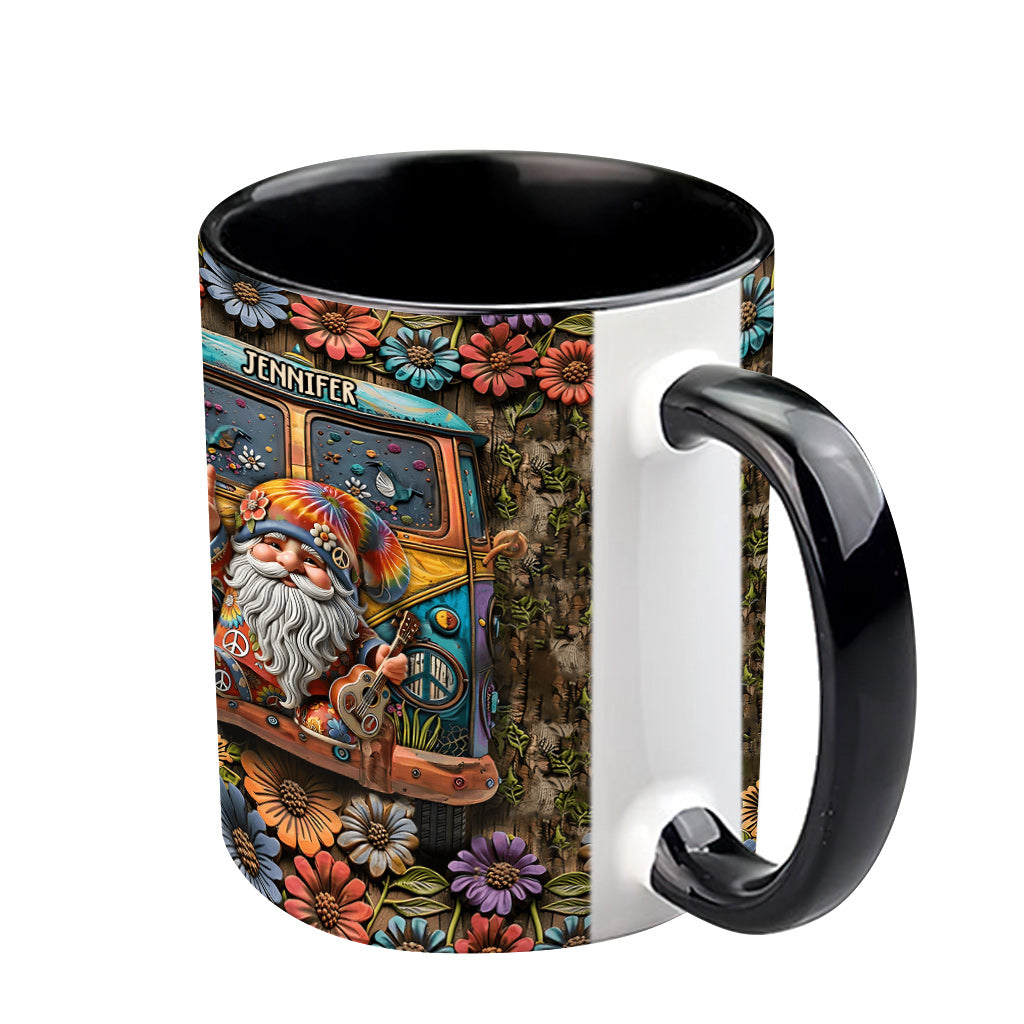 Mug personnalisé à l'effigie d'un gnome hippie pour les amoureux des hippies