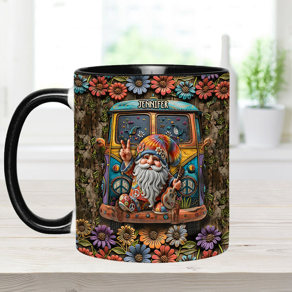 Mug personnalisé à l'effigie d'un gnome hippie pour les amoureux des hippies