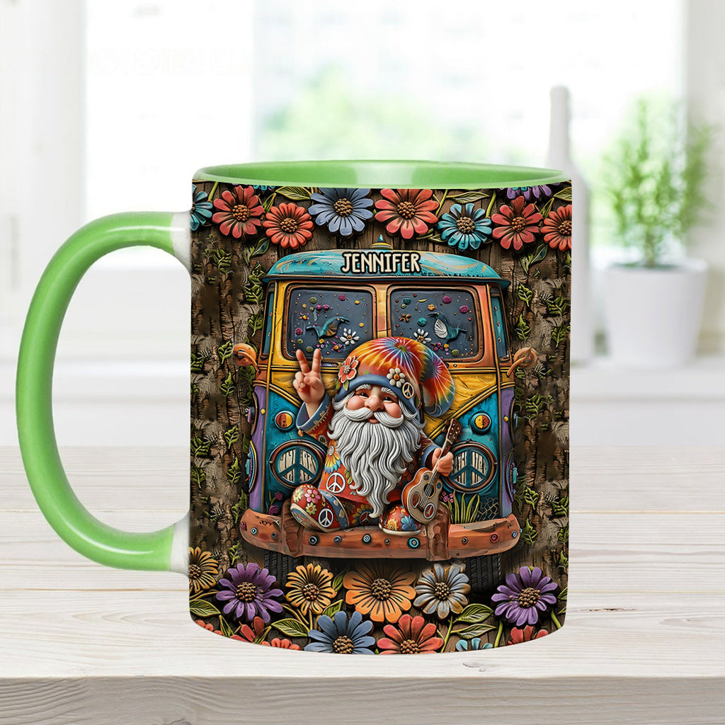Mug personnalisé à l'effigie d'un gnome hippie pour les amoureux des hippies