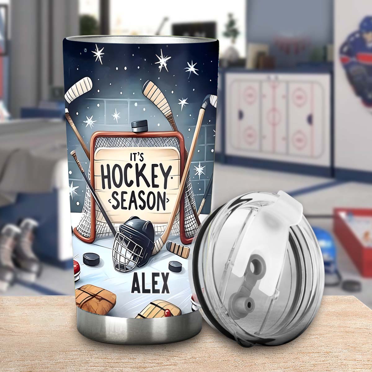 Saison de hockey - Gobelet isotherme personnalisé
