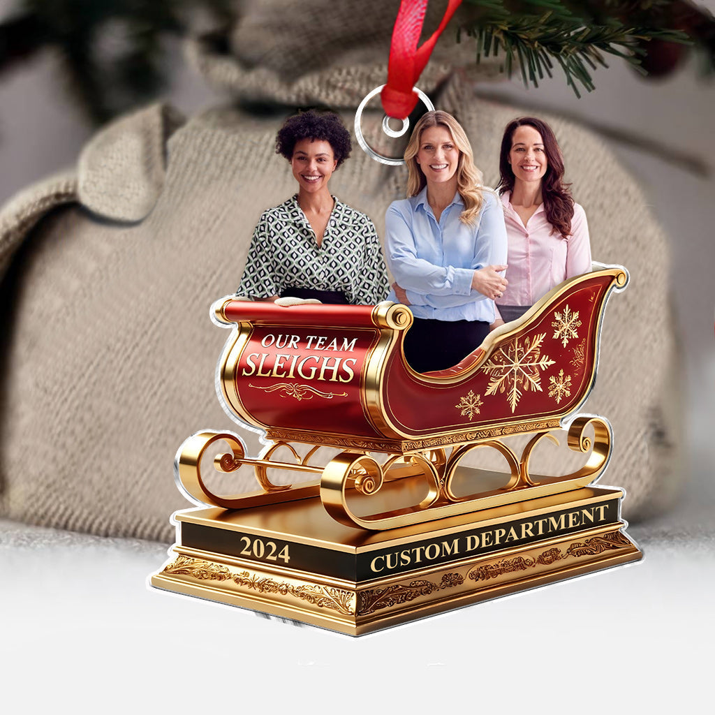 Notre traîneau d'équipe, cadeaux de Noël pour collègues - Ornement personnalisé en forme de pièce unique