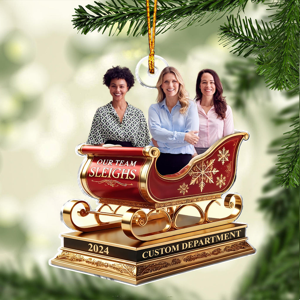 Notre traîneau d'équipe, cadeaux de Noël pour collègues - Ornement personnalisé en forme de pièce unique