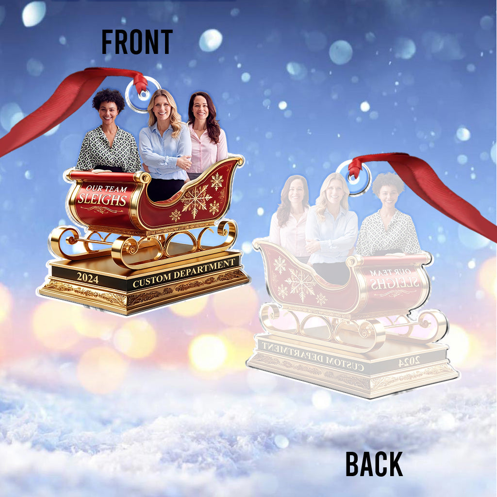 Notre traîneau d'équipe, cadeaux de Noël pour collègues - Ornement personnalisé en forme de pièce unique