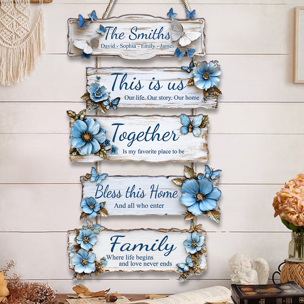 Voici notre histoire - Panneau familial personnalisé en bois de palette