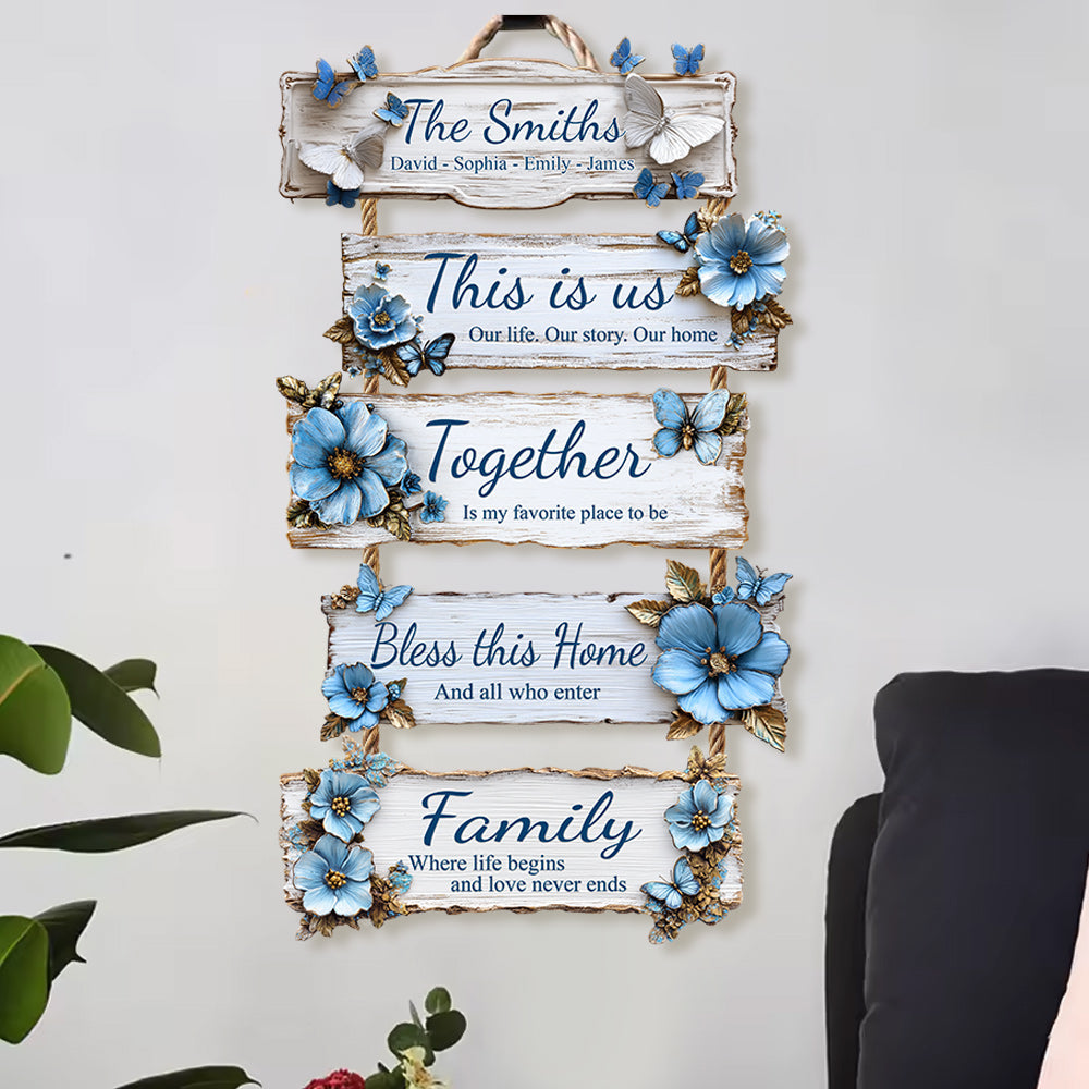 Voici notre histoire - Panneau familial personnalisé en bois de palette