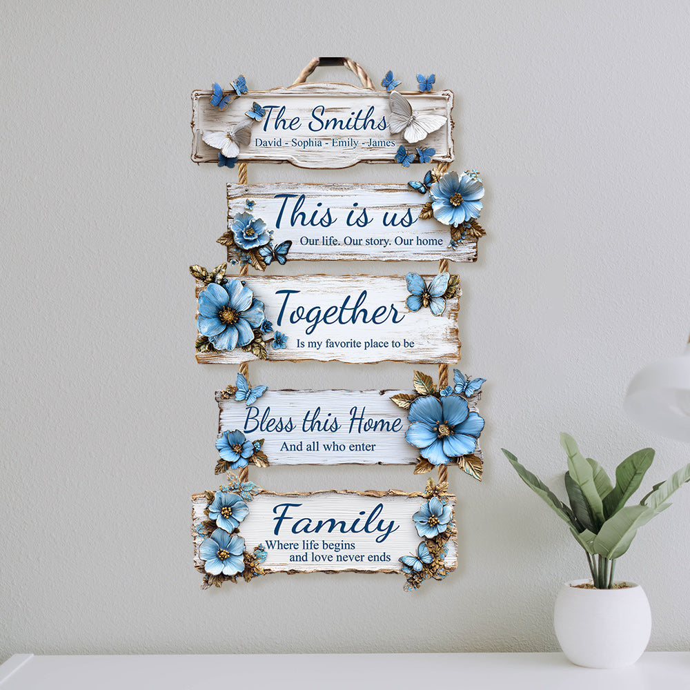 Voici notre histoire - Panneau familial personnalisé en bois de palette