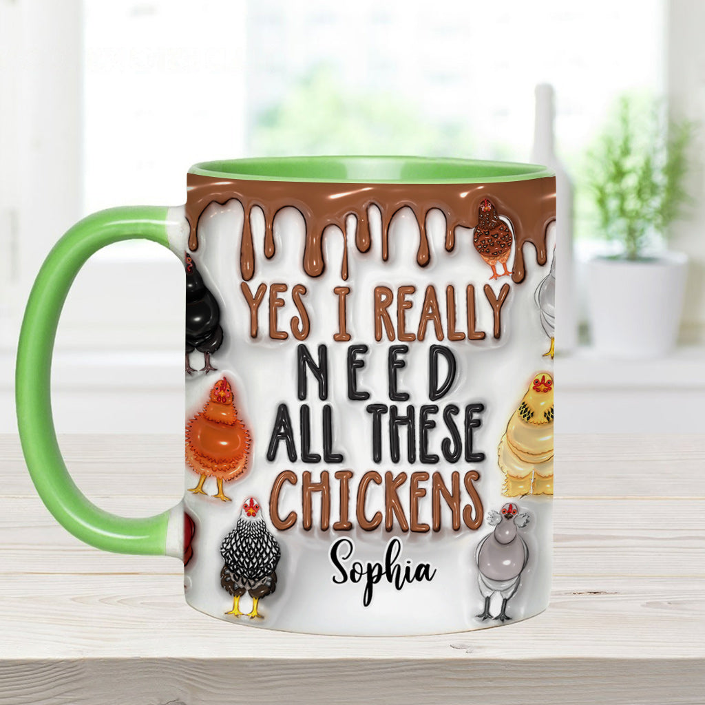 Ja, ich brauche wirklich all diese Hühner – personalisierte Tasse mit Hühnermotiv