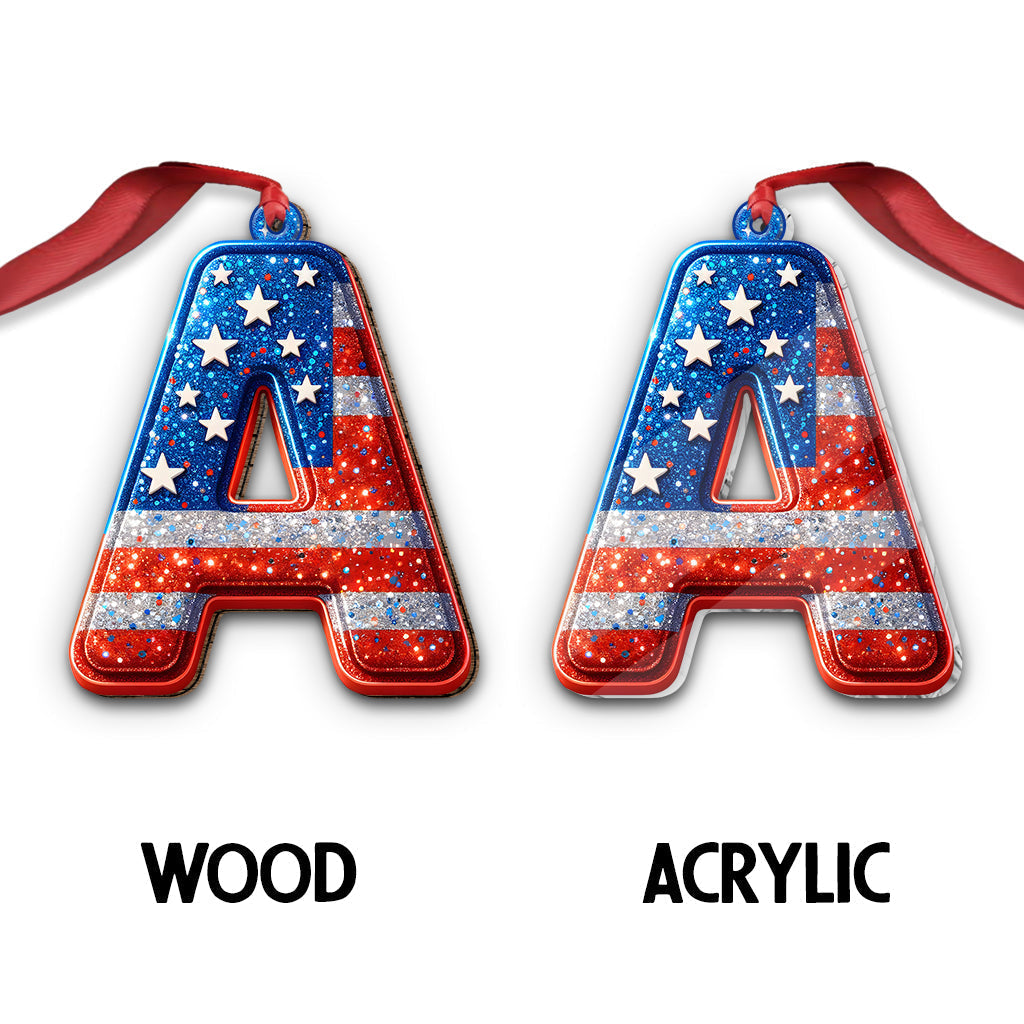 Beliebiger Buchstabe der amerikanischen Flagge - Personalisierter Familienschmuck