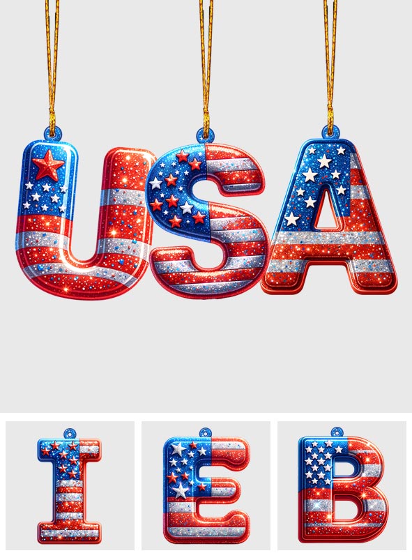 Beliebiger Buchstabe der amerikanischen Flagge - Personalisierter Familienschmuck