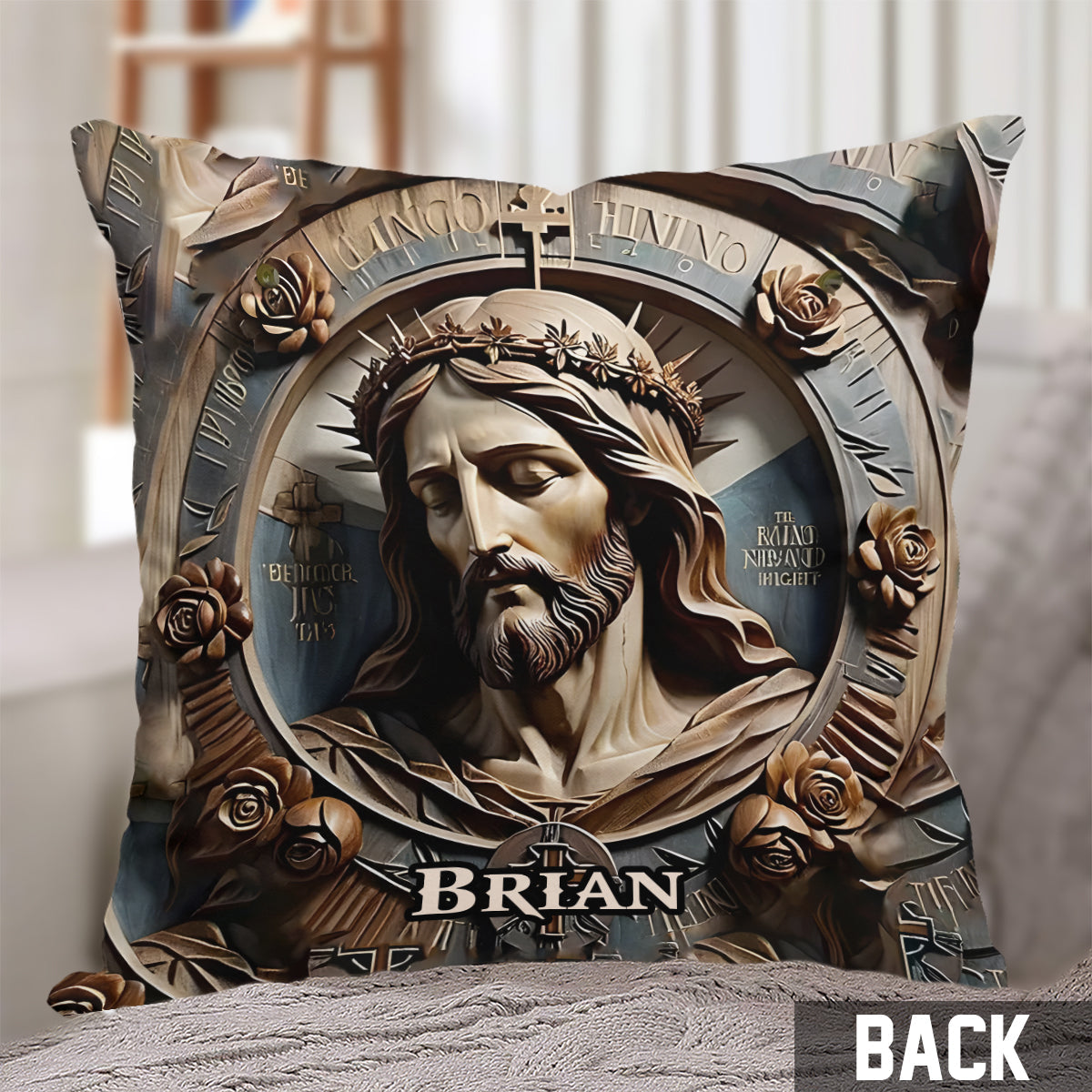 Croyant - Coussin décoratif chrétien personnalisé