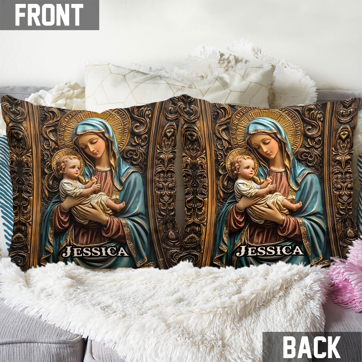 Croyant - Coussin décoratif chrétien personnalisé