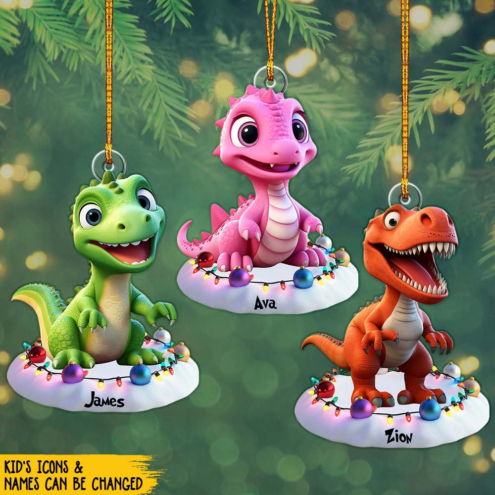 Cadeau dinosaure mignon pour les petits-enfants - Ornement personnalisé en forme de dinosaure pour enfant