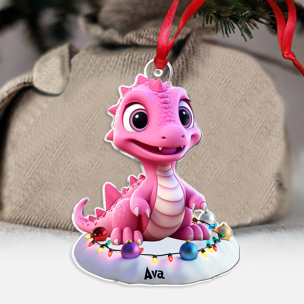 Cadeau dinosaure mignon pour les petits-enfants - Ornement personnalisé en forme de dinosaure pour enfant