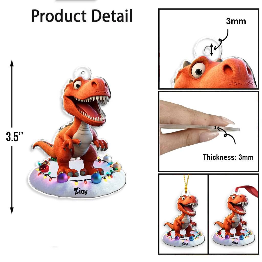 Cadeau dinosaure mignon pour les petits-enfants - Ornement personnalisé en forme de dinosaure pour enfant
