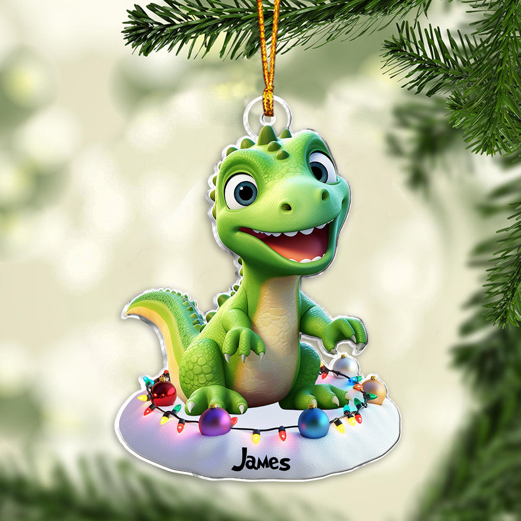 Cadeau dinosaure mignon pour les petits-enfants - Ornement personnalisé en forme de dinosaure pour enfant