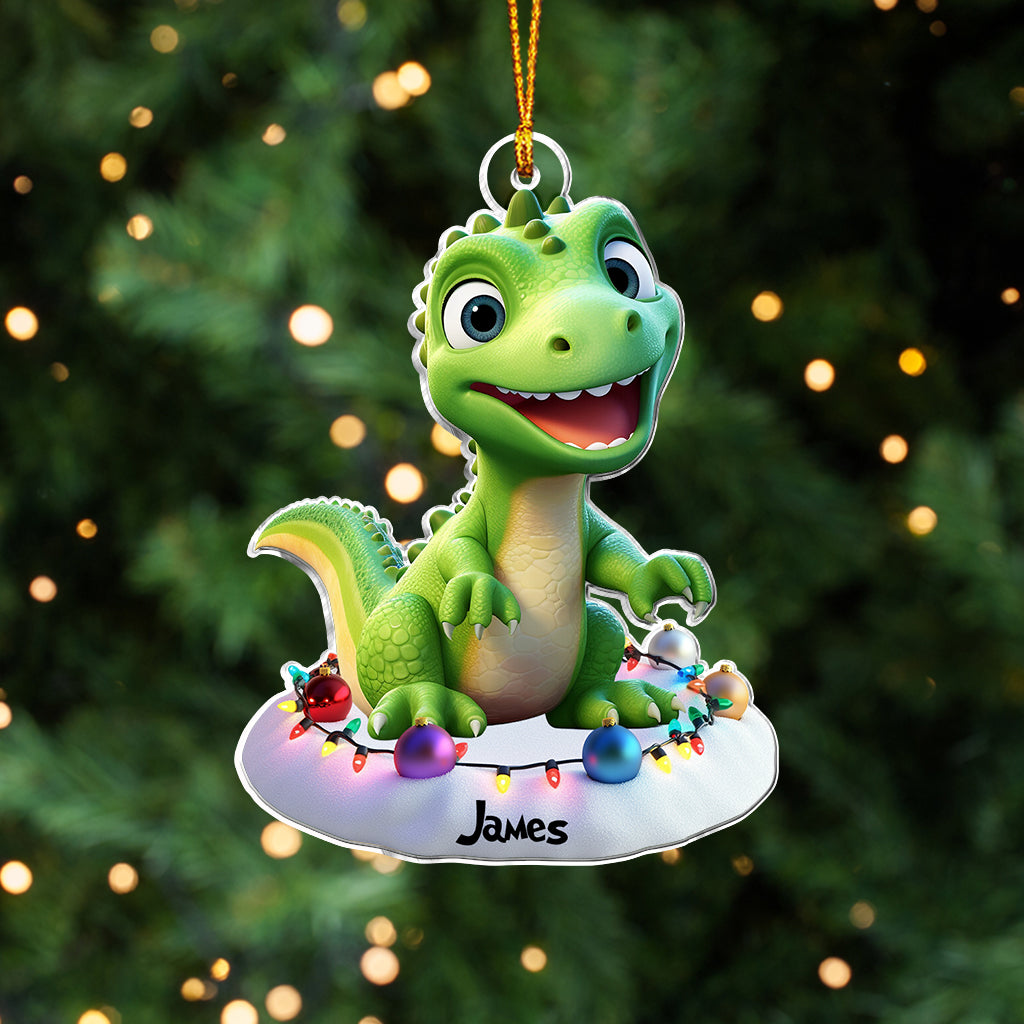 Cadeau dinosaure mignon pour les petits-enfants - Ornement personnalisé en forme de dinosaure pour enfant