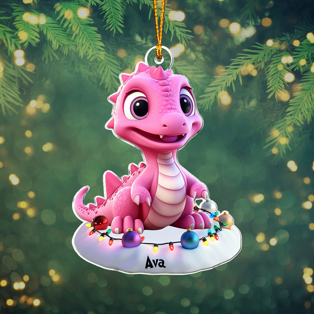 Cadeau dinosaure mignon pour les petits-enfants - Ornement personnalisé en forme de dinosaure pour enfant