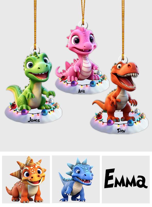 Cadeau dinosaure mignon pour les petits-enfants - Ornement personnalisé en forme de dinosaure pour enfant