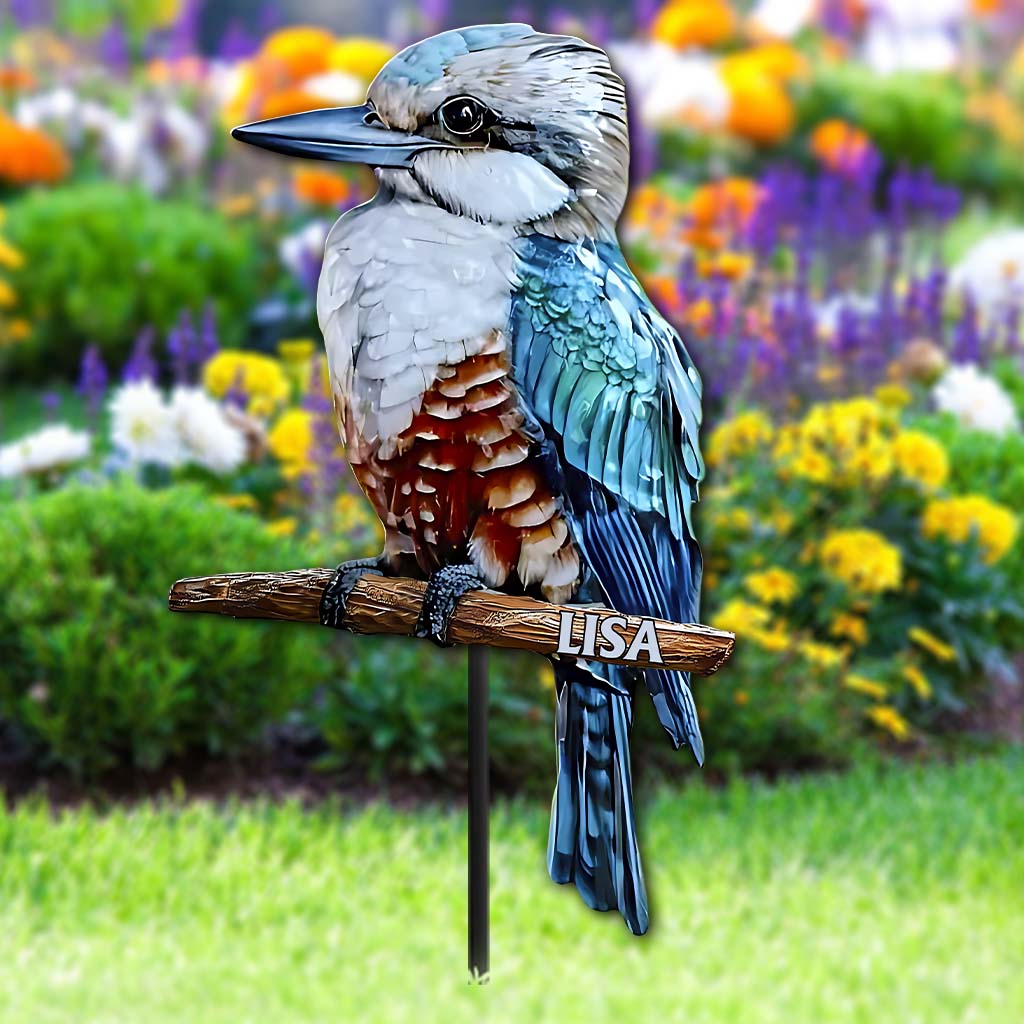 Kookaburra bleu - Décoration de jardin personnalisée en métal