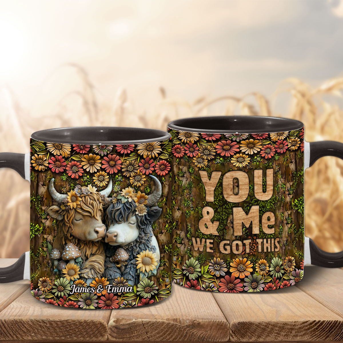 Mug personnalisé style champêtre « Couple heureux »