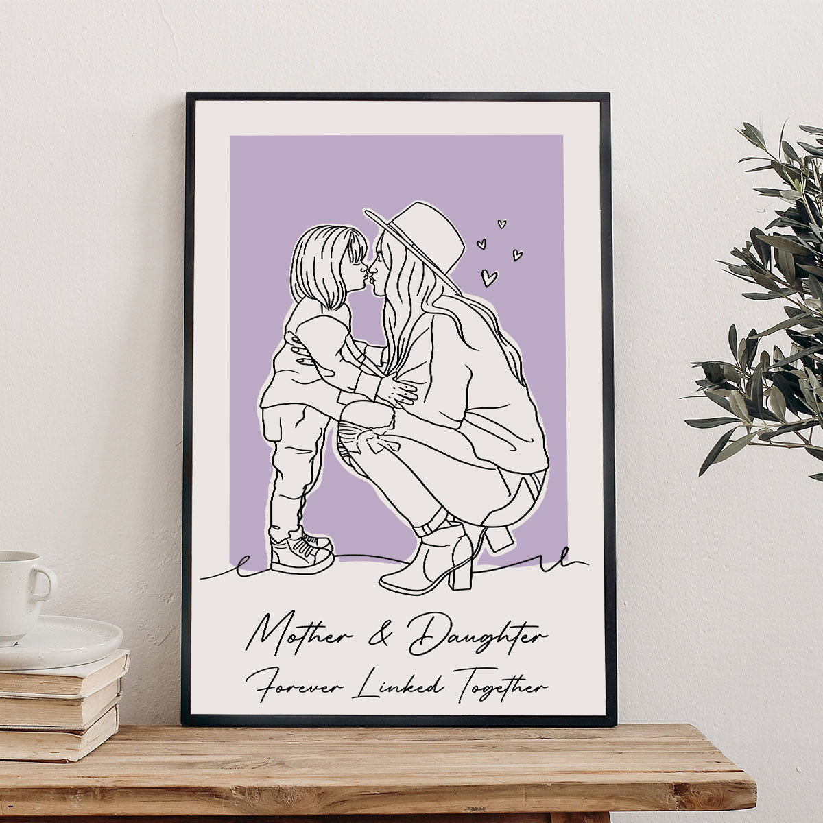 Custom Lineart Portrait - Personalized Mother Canvas And Poster