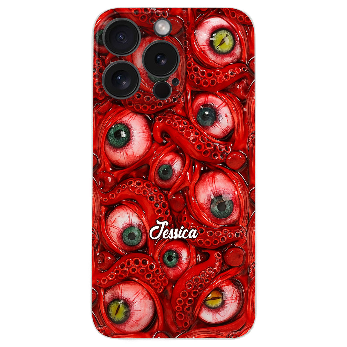 Horror Bloody Eyes - Personalisierte Halloween-Handyhülle aus Leder