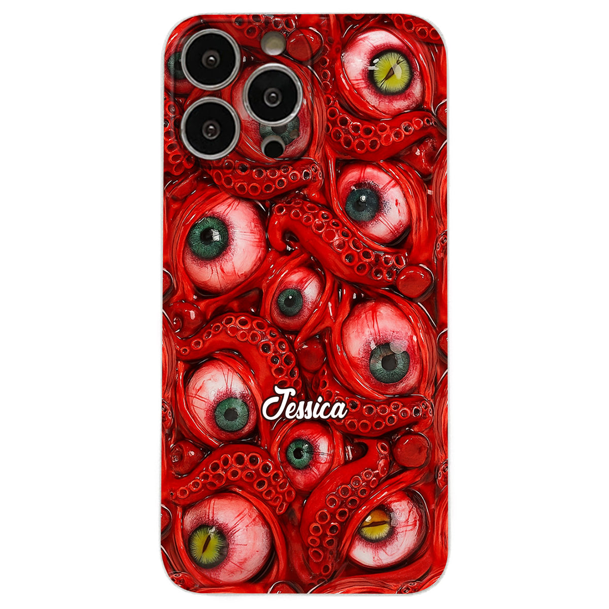 Horror Bloody Eyes - Personalisierte Halloween-Handyhülle aus Leder