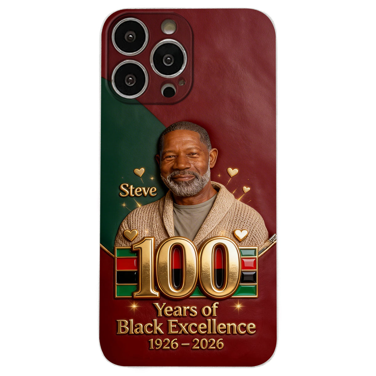 100 ans d'excellence noire - Étui de téléphone personnalisé en cuir afro-américain