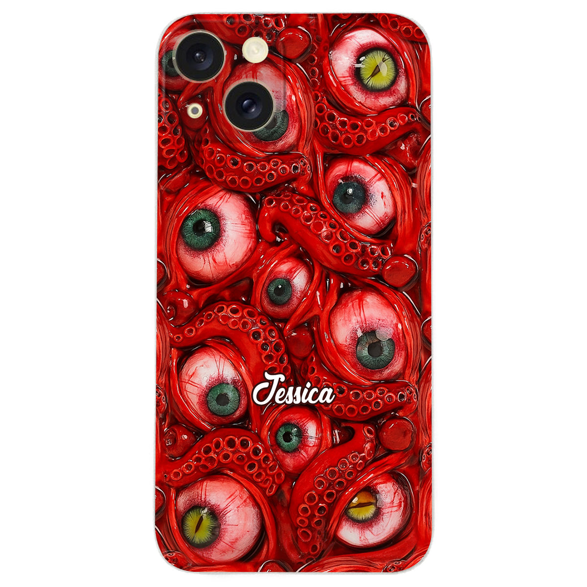 Horror Bloody Eyes - Personalisierte Halloween-Handyhülle aus Leder