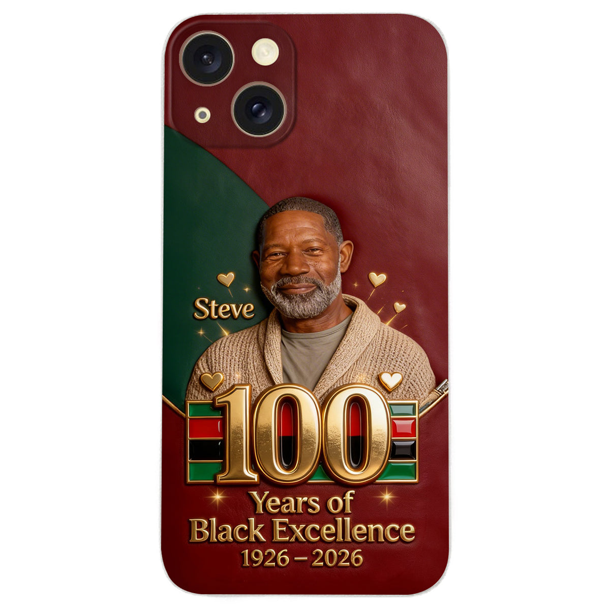 100 ans d'excellence noire - Étui de téléphone personnalisé en cuir afro-américain