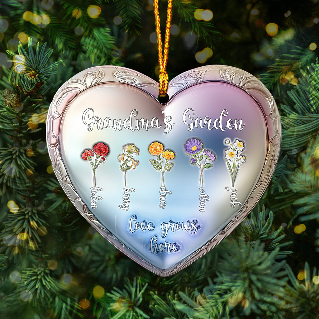 Grand-mère avec la fleur de naissance de son petit-enfant - Ornement personnalisé pour grand-mère