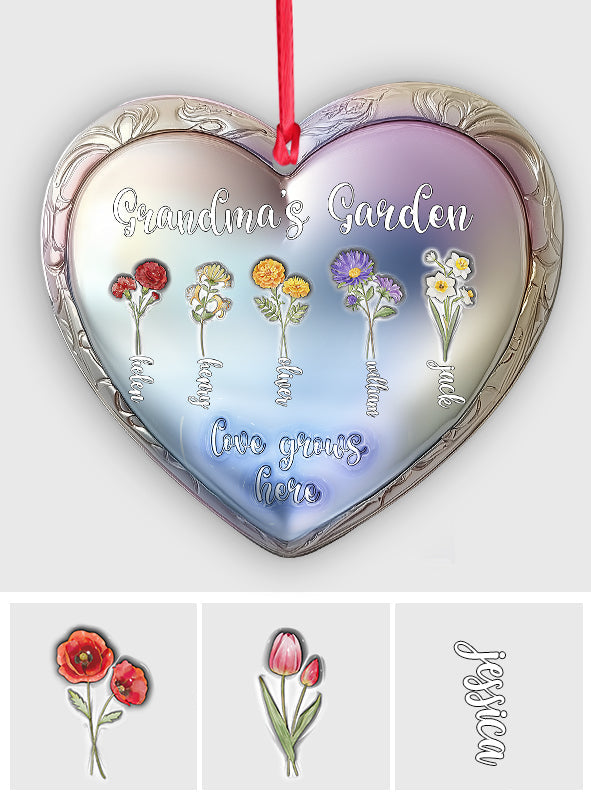 Grand-mère avec la fleur de naissance de son petit-enfant - Ornement personnalisé pour grand-mère