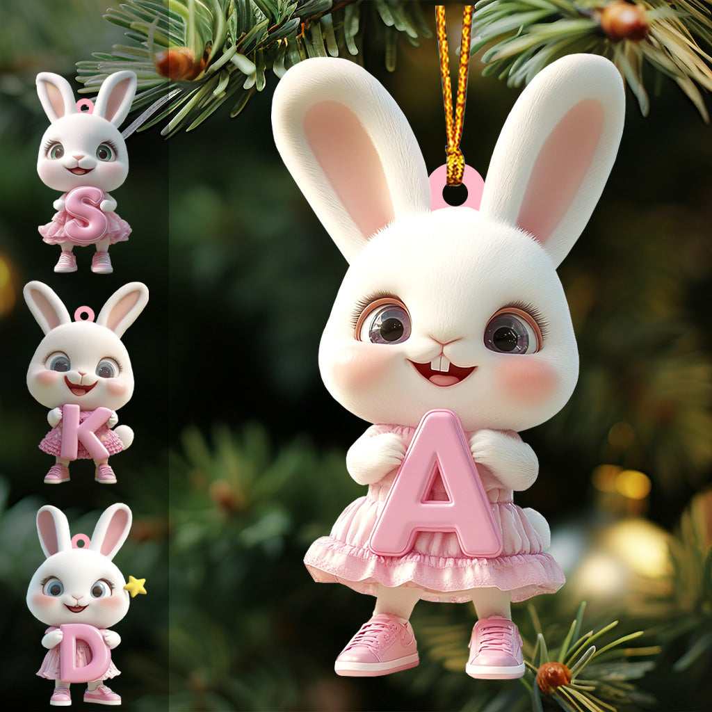 Ornement lettre lapin mignon - Ornement personnalisé pour enfant
