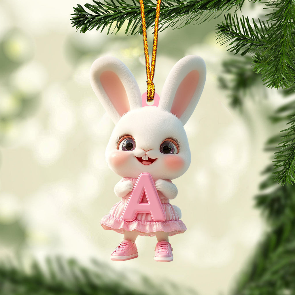 Ornement lettre lapin mignon - Ornement personnalisé pour enfant