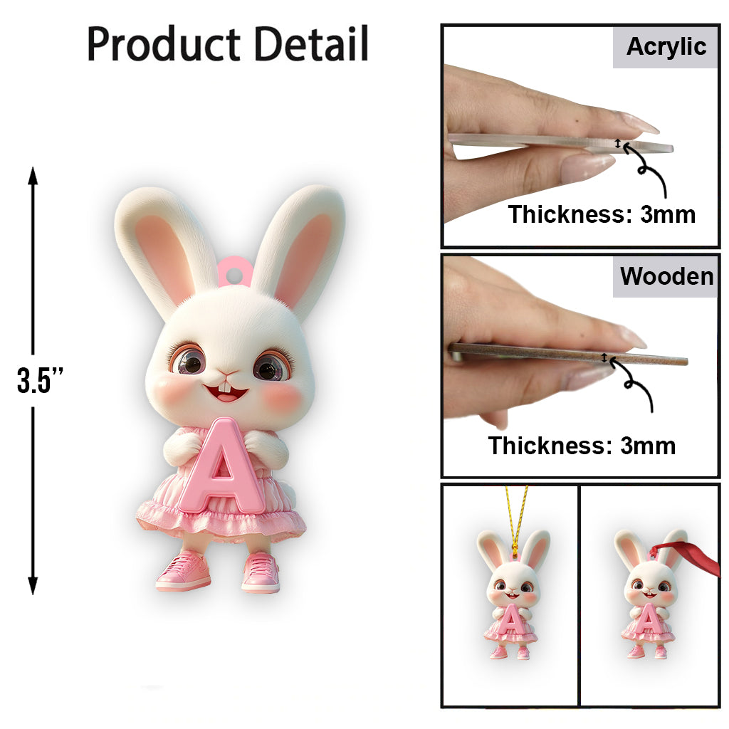 Ornement lettre lapin mignon - Ornement personnalisé pour enfant