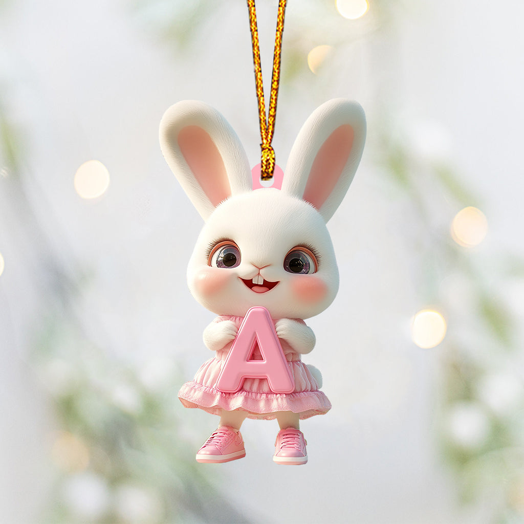 Ornement lettre lapin mignon - Ornement personnalisé pour enfant