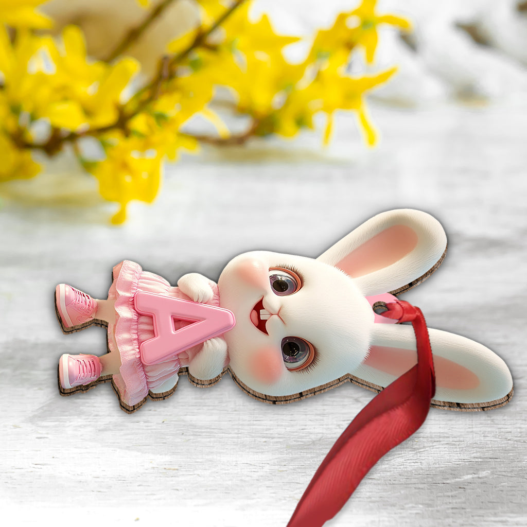 Ornement lettre lapin mignon - Ornement personnalisé pour enfant